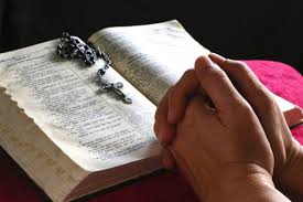 Prayer Hands with Rosary and Bible Study